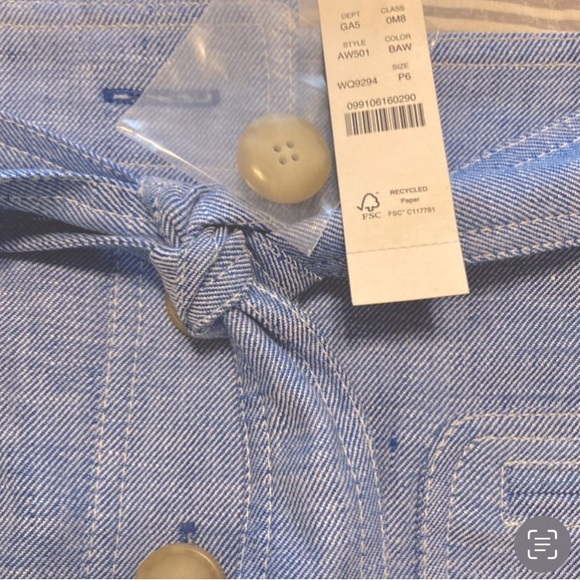 J.Crew Women’s 6P Irish Linen Brand New Button Front Skirt Blue NWT - Picture 6 of 10